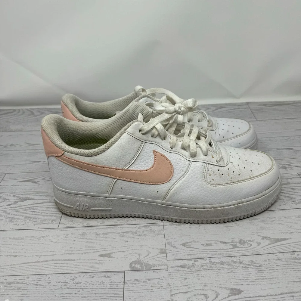 Nike Air Force 1 Low White‎ Pink Swoosh Youth Size 12.5 Sneakers